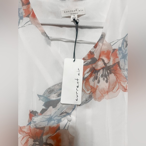 Current Air Asos Women XS Romantic Floral Maxi Dress White Flutter Sleeve Button - Picture 6 of 6